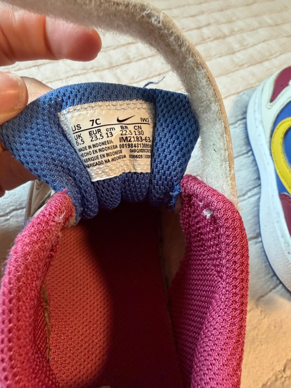 Nike Kids Low-Top Sneakers in White, Blue, Purple & Yellow - Picture 3 of 6